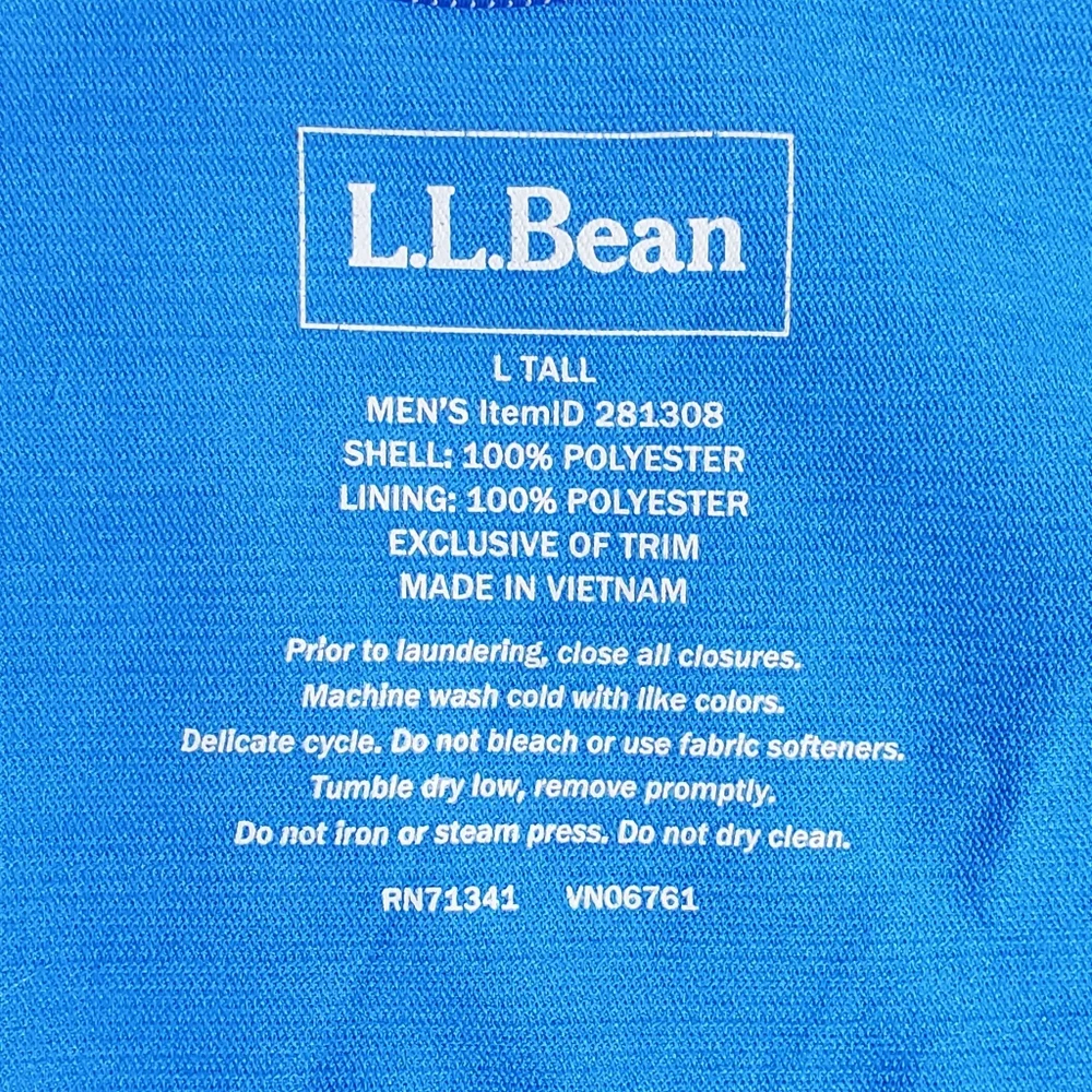 L.L. Bean‎ Men's Blue Polyester Windbreaker. Size: L Tall